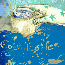 Illustration mit Kaffee und Bleistift, am PC koloriert